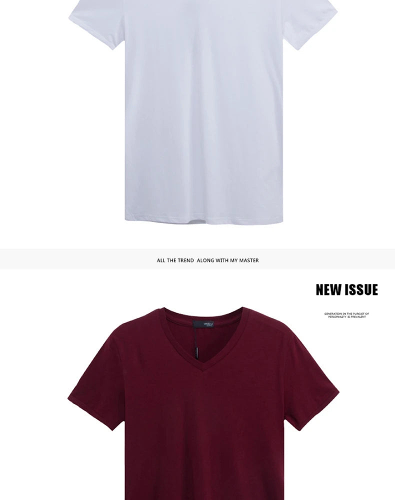 Camiseta Masculina Nova 2026, Gola V, Manga Curta, Moda Fitness, Tamanho 5XL