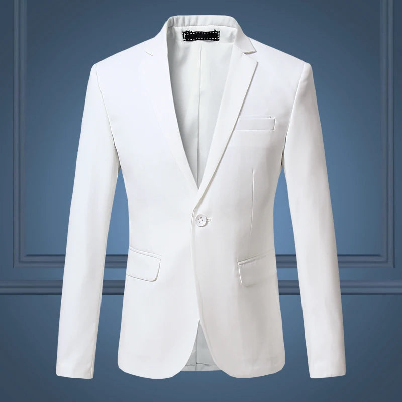 Alta qualidade cavalheiro masculino fino casual terno branco, marcas de tamanho grande negócios masculino fluxo casual de cor pura blazers masculino