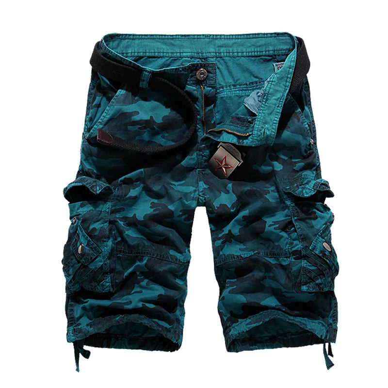 Camuflagem solta carga shorts masculino 2025 verão militar camo calças curtas homme carga shorts eua tamanho