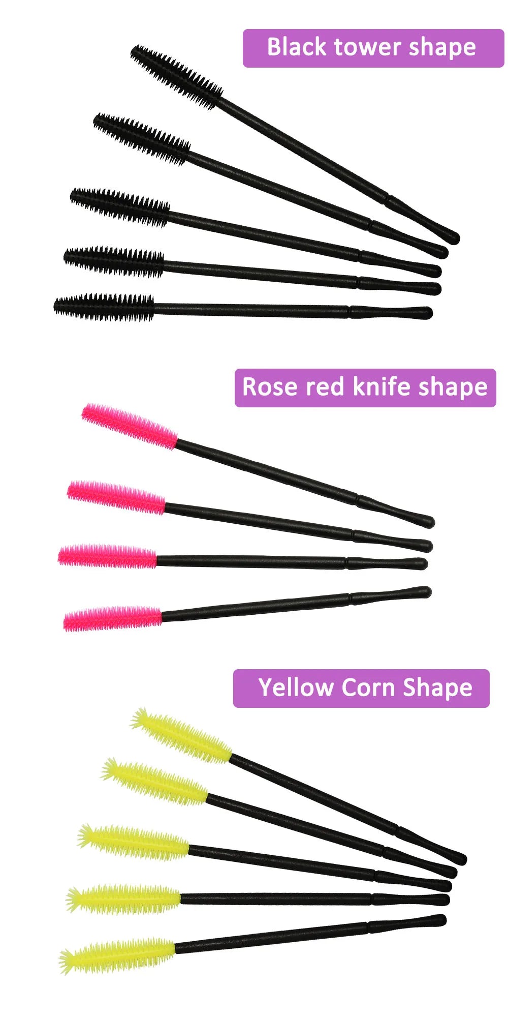 Fadvan 50 pcs/pack escovas de silicone ferramenta de cílios descartáveis pente rímel varinhas pincéis de maquiagem kit aplicador individual para o olho