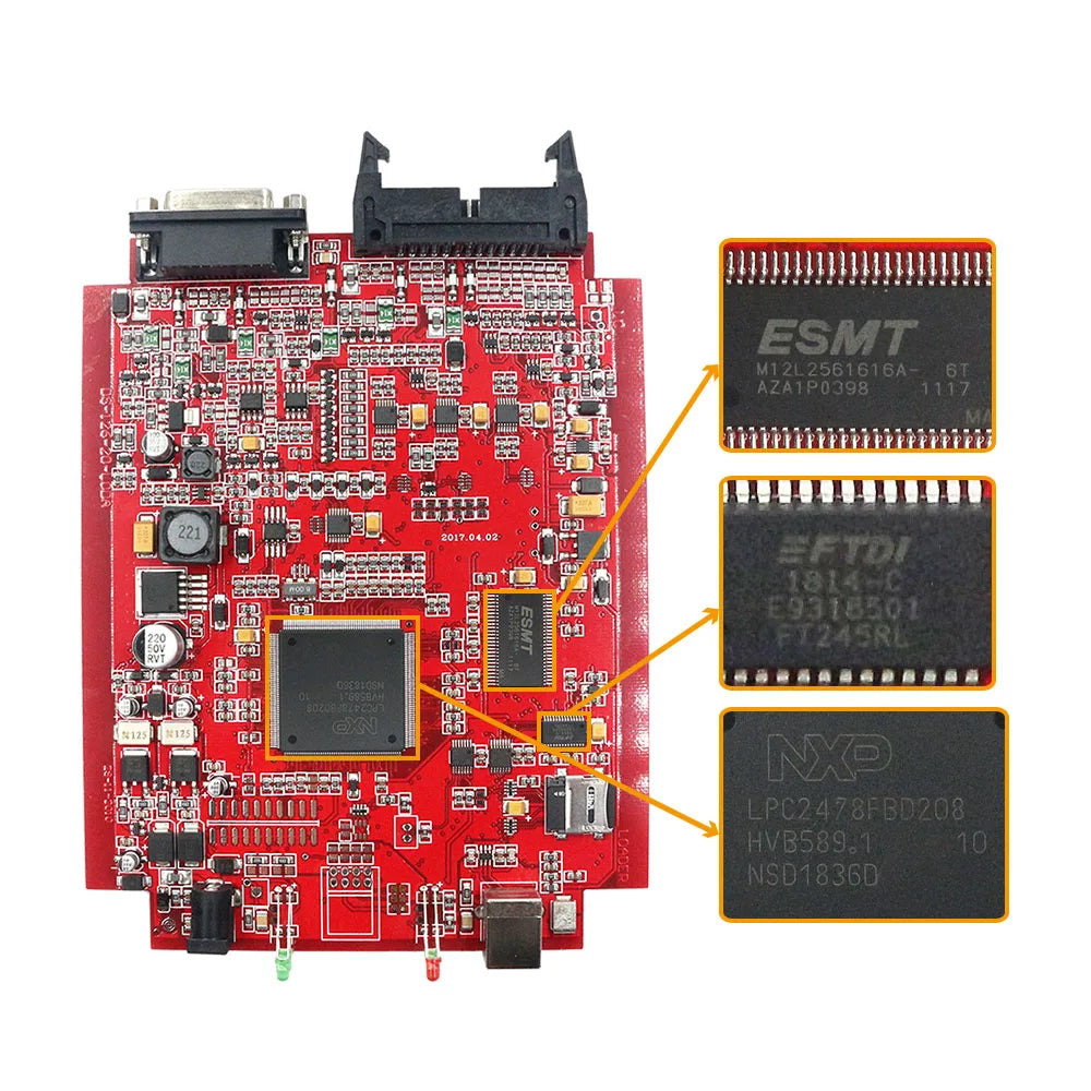 Online 2.80 UE Red Kess V5.017 OBD2 Manager Remap Kit KTAG V7.020 4 LED BDM Frame 22pcs Adaptadores K-TAG 2.25 ECU Flash Tool