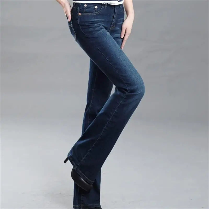 Jeans de cintura média de mulheres, calça casual confortável, elegante, alta qualidade, verão, primavera, verão, 2024