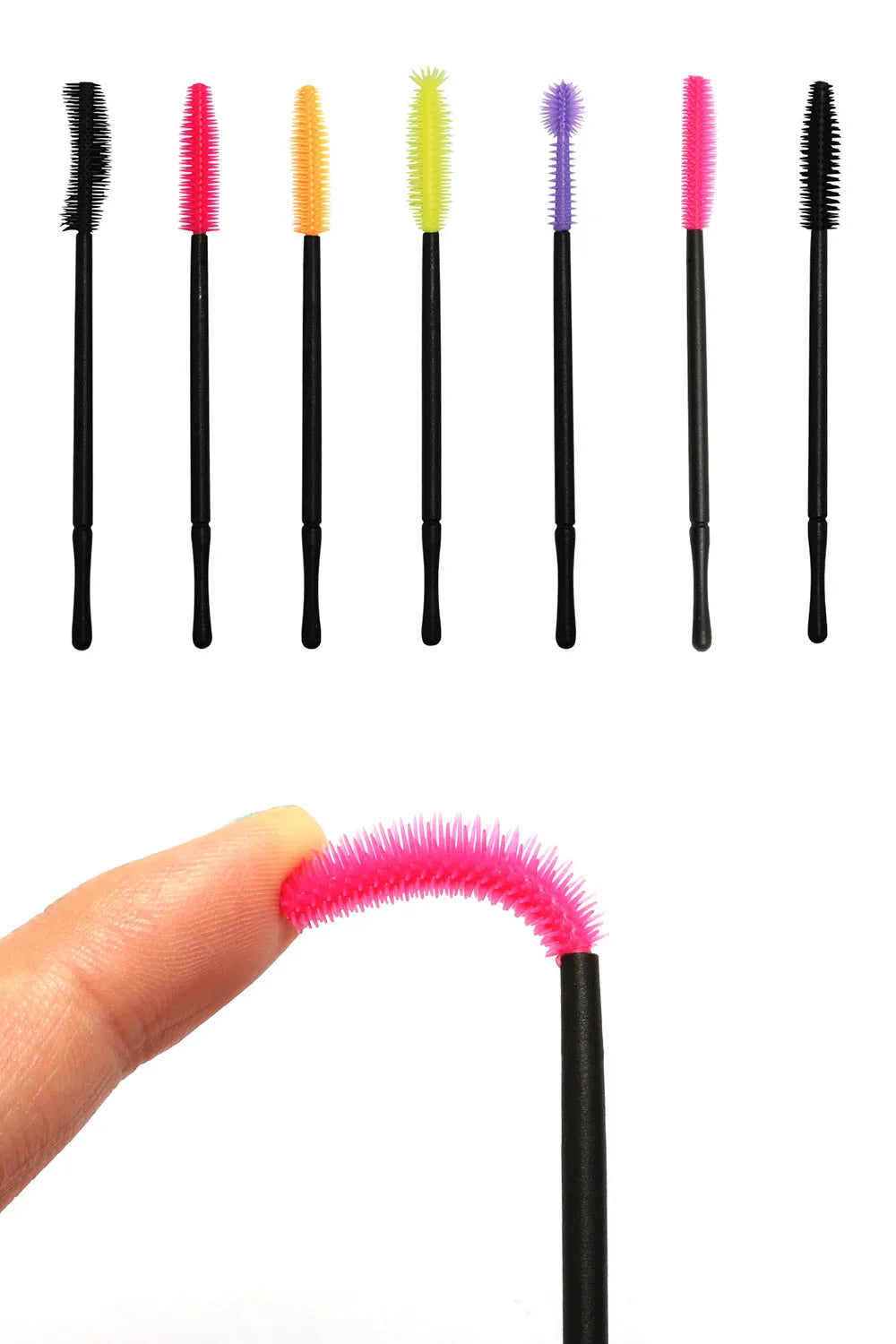 Fadvan 50 pcs/pack escovas de silicone ferramenta de cílios descartáveis pente rímel varinhas pincéis de maquiagem kit aplicador individual para o olho
