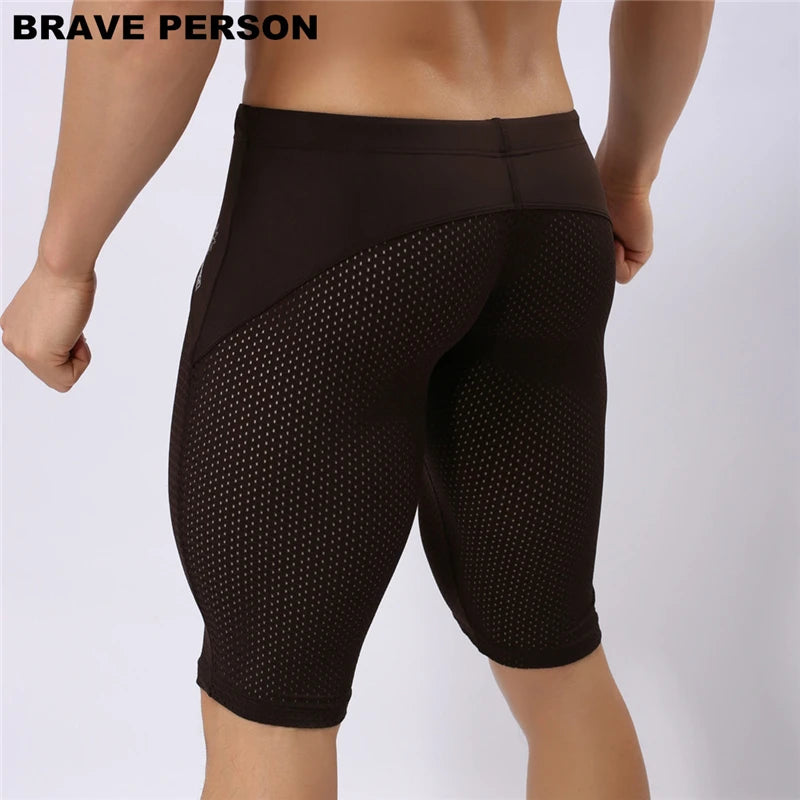 Pessoa corajosa estilo verão shorts de malha respirável masculino apertado praia shorts multifunções na altura do joelho board shorts beach wear