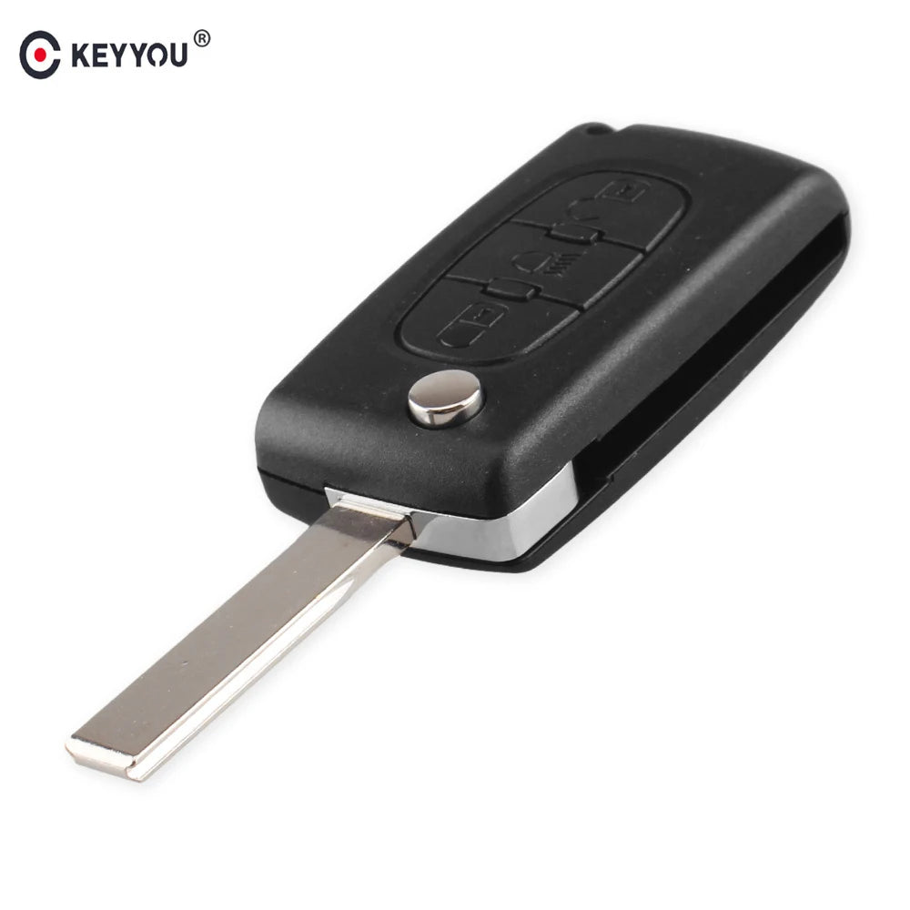 KEYYOU-3 Botões FOB chave remota, caso remoto, símbolo de luz com emblema, Citroen C1, C2, C4, Picasso, C5, C6, CE0536