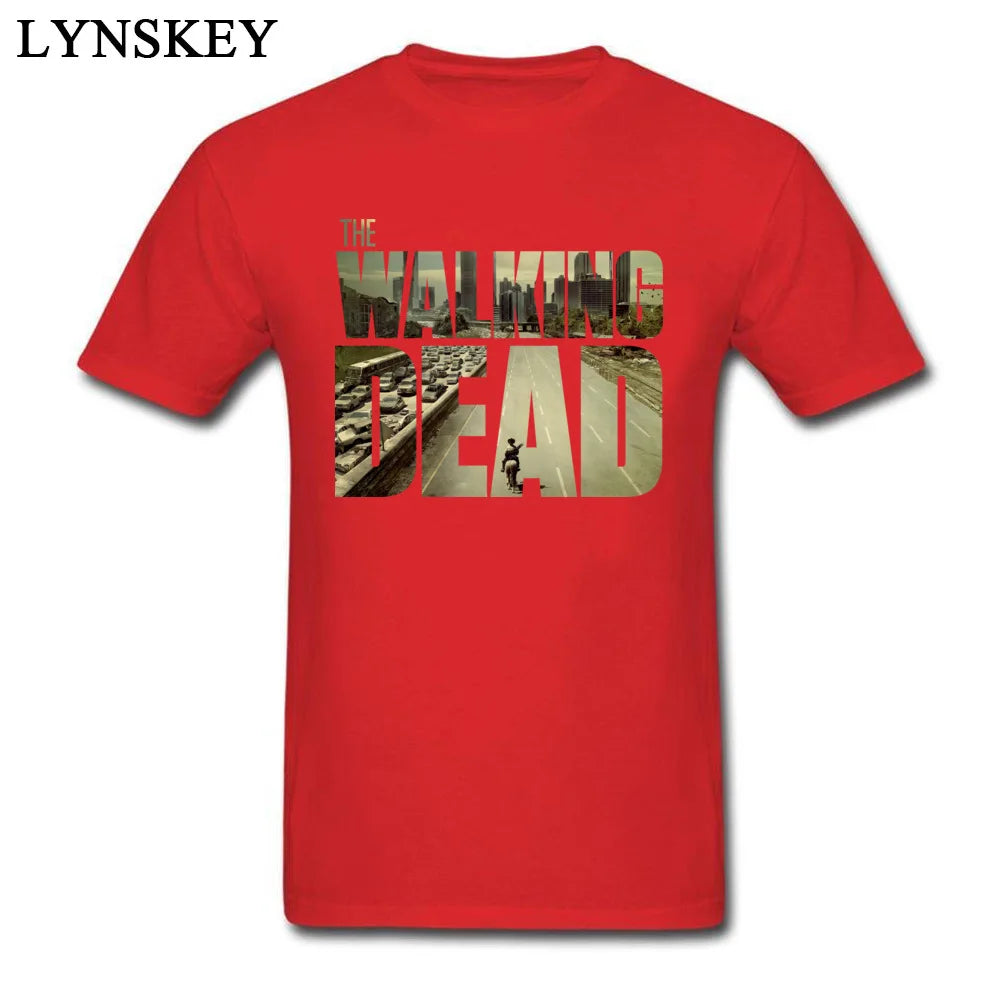 O dead walking funky t-camisa do homem manga curta algodão teesshirt personalizado namorado superior legal preto