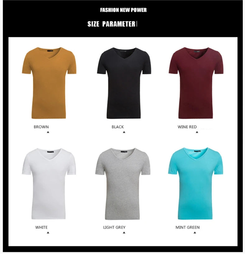 Camiseta Masculina Nova 2026, Gola V, Manga Curta, Moda Fitness, Tamanho 5XL
