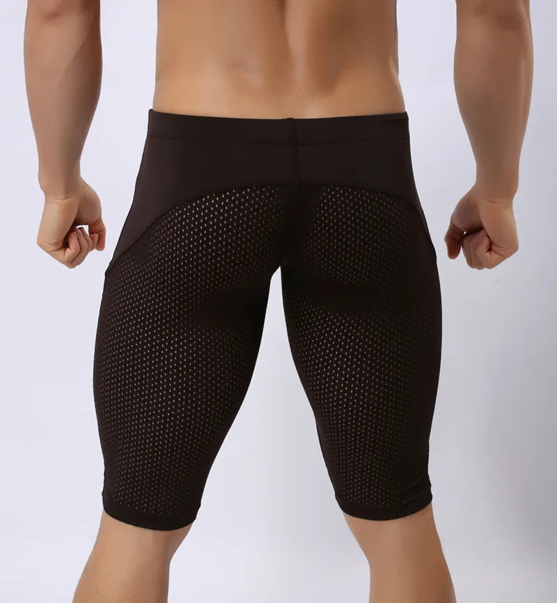 Pessoa corajosa estilo verão shorts de malha respirável masculino apertado praia shorts multifunções na altura do joelho board shorts beach wear