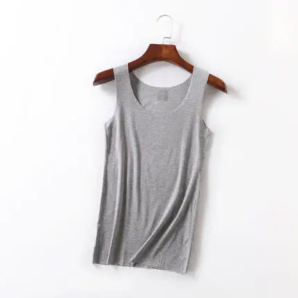 Camisetas Sem Costura de Alta Qualidade para Mulheres, Tops de Modal Macio, Camisetas Sem Mangas Brancas, Tops Sem Marcas