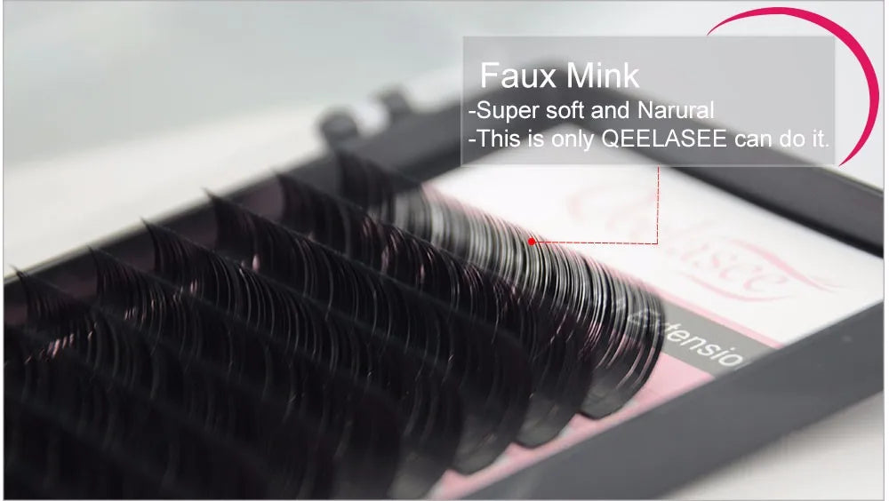 Extensões de Cílios Postiços Qeelasee Profissionais de Mink, Cílios Individuais para Maquiagem, Volume e Fans de Cílios, Atacado