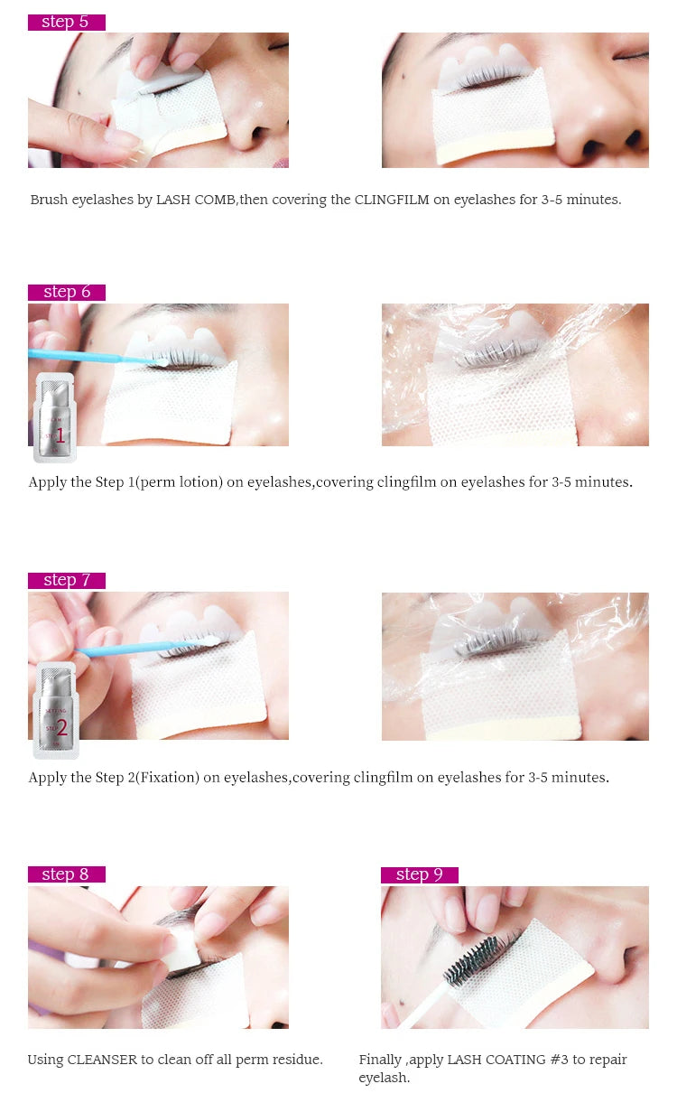 10 pares/lote iconsign lash lift loção saquinho rápida perm fixação loção cílios levantamento curvado cílios maquiagem ferramentas