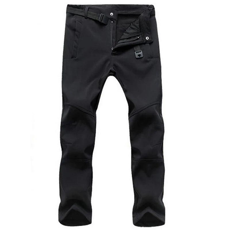 Estiramento calças à prova dwaterproof água dos homens casual inverno grosso quente velo pele de tubarão masculino blusão moletom dos homens calças táticas