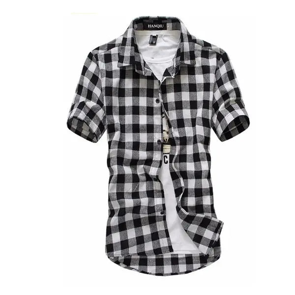 Camisa xadrez vermelha e preta camisas masculinas 2025 nova moda verão chemise homme camisas xadrez dos homens camisa de manga curta blusa masculina