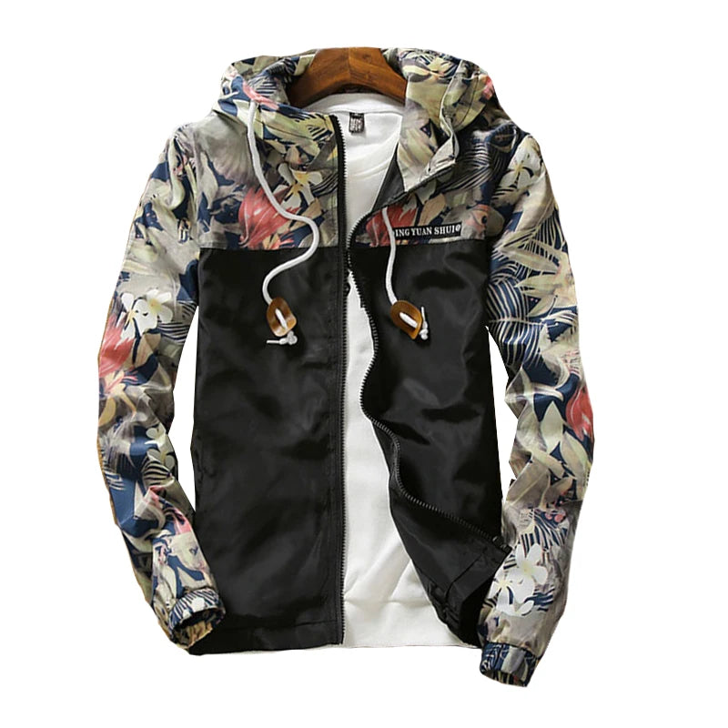 Jaquetas Femininas com Capuz 2026 Primavera Outono Estampadas Florais Casuais Corta-Vento Jaquetas Básicas Femininas Casacos com Zíper Leves