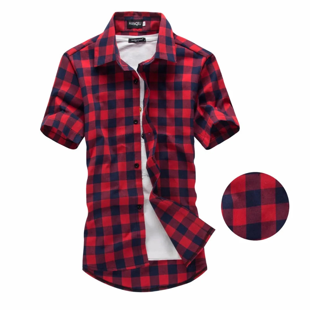 Camisa xadrez vermelha e preta camisas masculinas 2025 nova moda verão chemise homme camisas xadrez dos homens camisa de manga curta blusa masculina