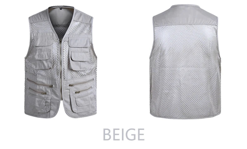 2021 homens multi-bolso clássico colete masculino sem mangas descarga sólida casaco de trabalho fotógrafo tático malha colete jaqueta