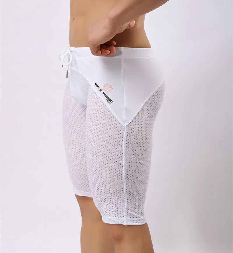 Pessoa corajosa estilo verão shorts de malha respirável masculino apertado praia shorts multifunções na altura do joelho board shorts beach wear
