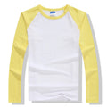 Camiseta Masculina de Manga Longa Outono Inverno 2026, Gola Redonda em Cores Contrastantes, Algodão, Casual, Slim Fit, Raglan