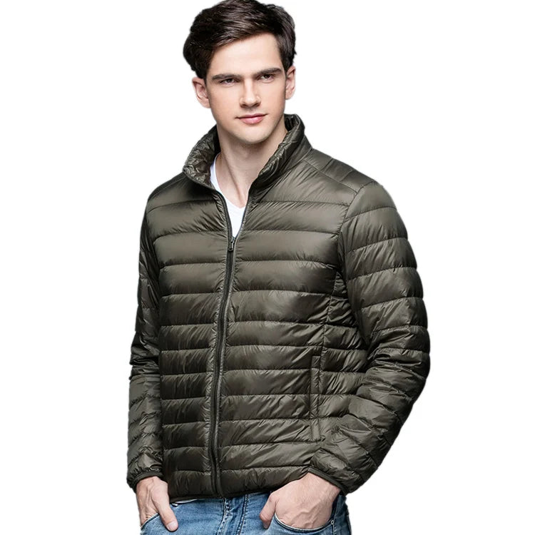 Novo outono inverno homem 90% pato para baixo jaqueta ultra leve fino S-3XL primavera jaquetas homens gola outerwear casaco