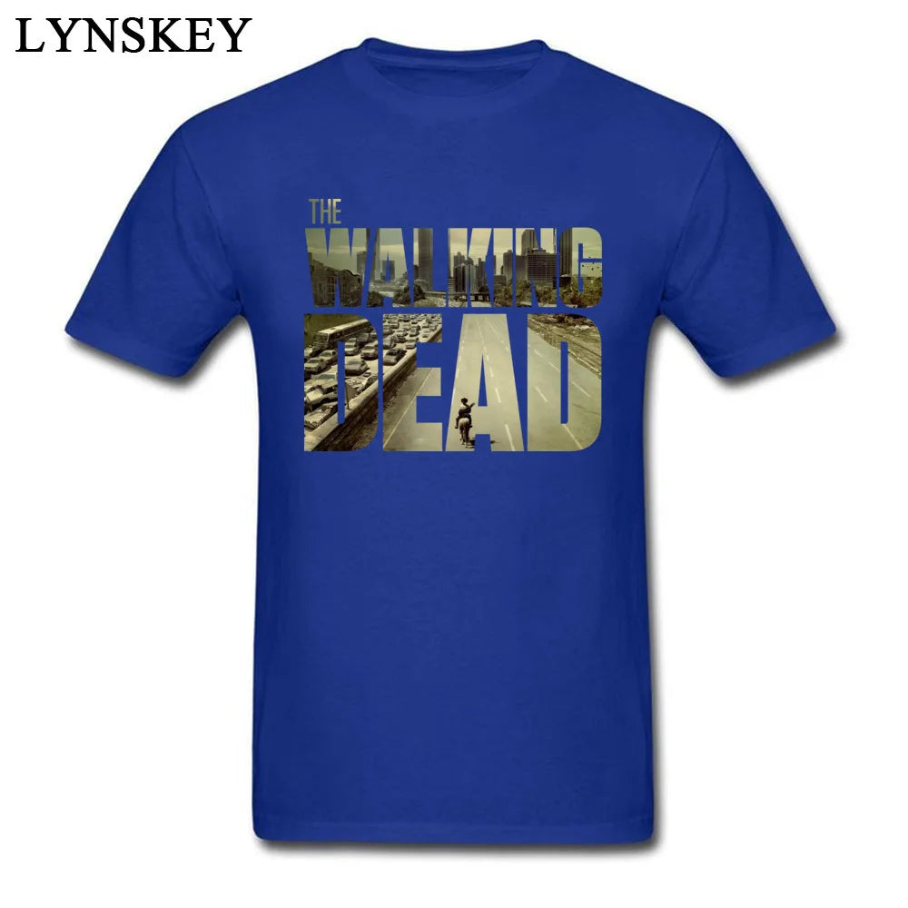 O dead walking funky t-camisa do homem manga curta algodão teesshirt personalizado namorado superior legal preto