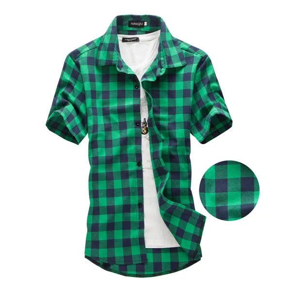 Camisa xadrez vermelha e preta camisas masculinas 2025 nova moda verão chemise homme camisas xadrez dos homens camisa de manga curta blusa masculina