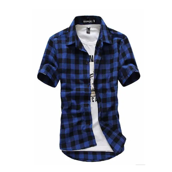 Camisa xadrez vermelha e preta camisas masculinas 2025 nova moda verão chemise homme camisas xadrez dos homens camisa de manga curta blusa masculina