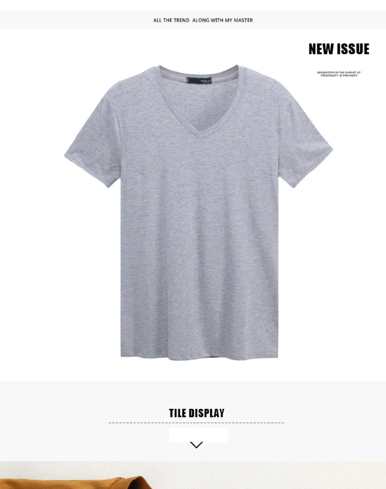 Camiseta Masculina Nova 2026, Gola V, Manga Curta, Moda Fitness, Tamanho 5XL