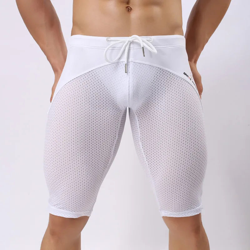 Pessoa corajosa estilo verão shorts de malha respirável masculino apertado praia shorts multifunções na altura do joelho board shorts beach wear