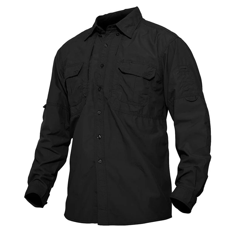 TACVASEN-Camisas leves de manga comprida para homens, camisa de secagem rápida para caminhadas, camisas de nylon para trabalho ao ar livre, carga para o verão