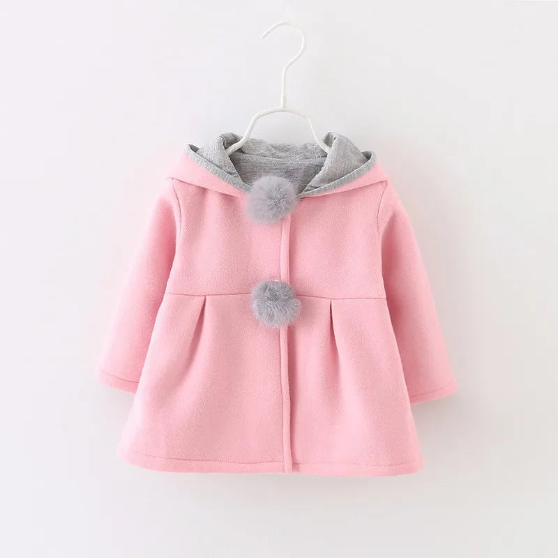 Jaqueta de algodão quente para bebês com orelhas de coelho, roupas infantis, casaco infantil, casacos, outono, primavera