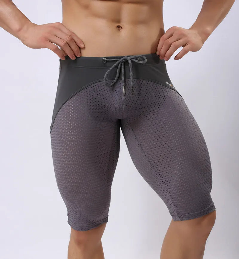 Pessoa corajosa estilo verão shorts de malha respirável masculino apertado praia shorts multifunções na altura do joelho board shorts beach wear
