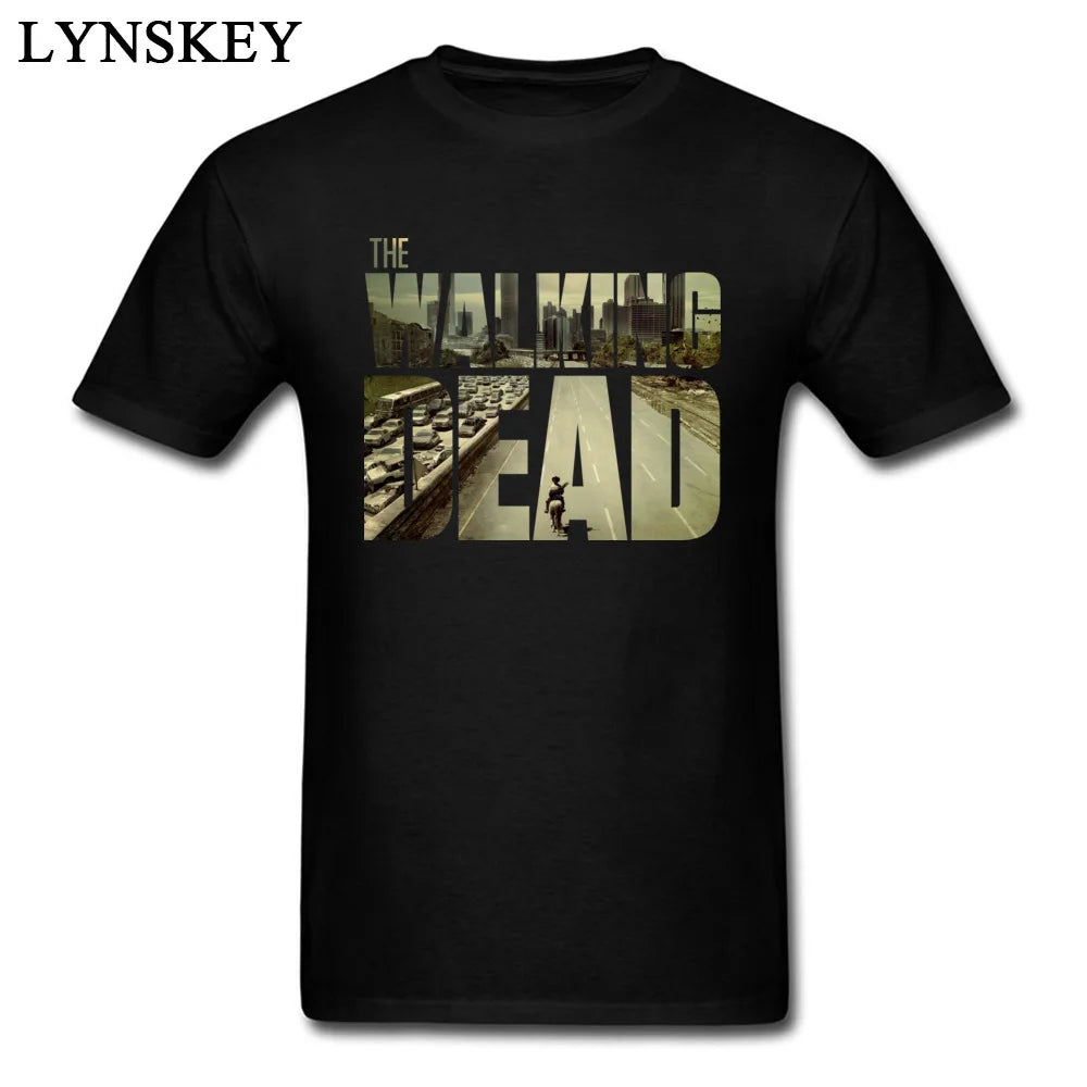 O dead walking funky t-camisa do homem manga curta algodão teesshirt personalizado namorado superior legal preto