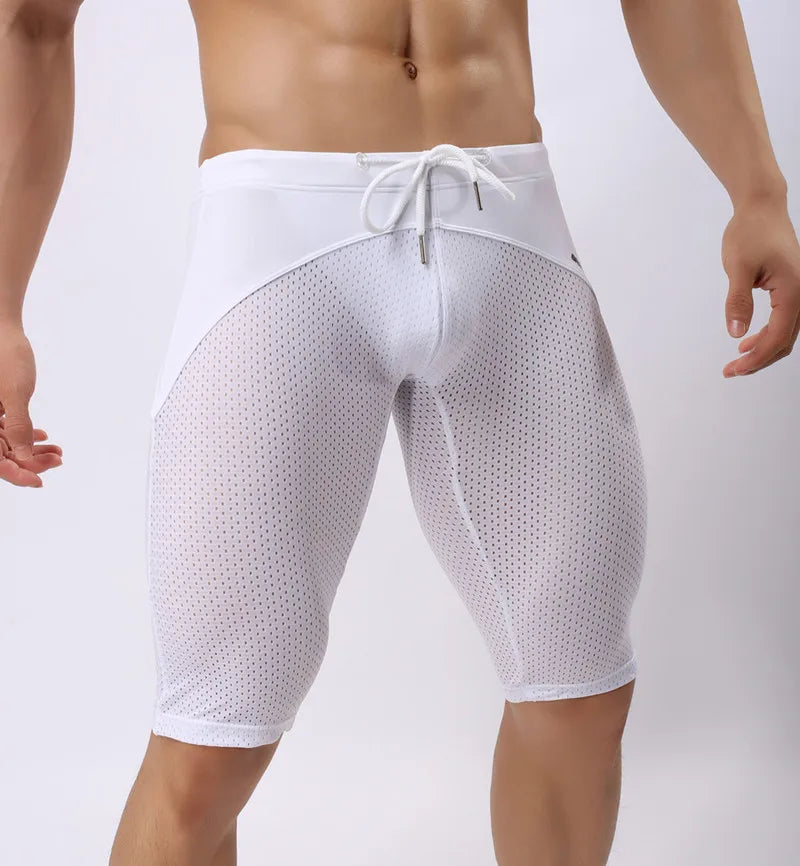 Pessoa corajosa estilo verão shorts de malha respirável masculino apertado praia shorts multifunções na altura do joelho board shorts beach wear