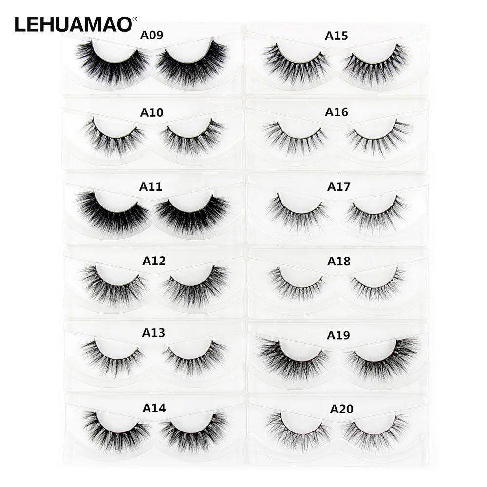 Lehuamao-cílios postiços 3d vison, grosso, natural, macio, cruz, dramático, maquiagem dos olhos, feito à mão