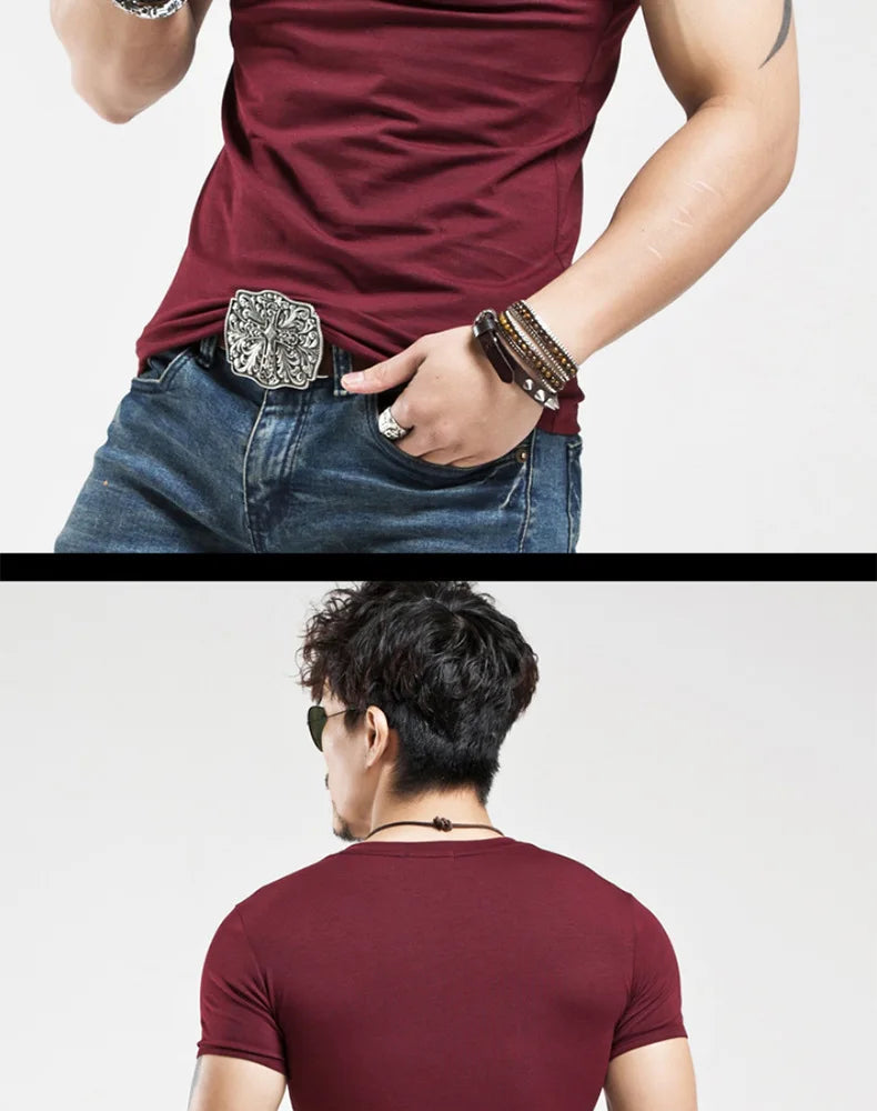 Camiseta Masculina Nova 2026, Gola V, Manga Curta, Moda Fitness, Tamanho 5XL