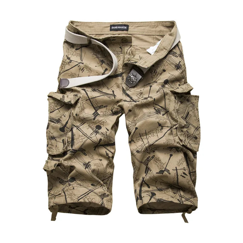 2026 Novo Lançamento: Bermuda Cargo Masculina de Algodão Sumner - Camuflagem Fashion com Vários Bolsos para Uso Casual e Atividades ao Ar Livre