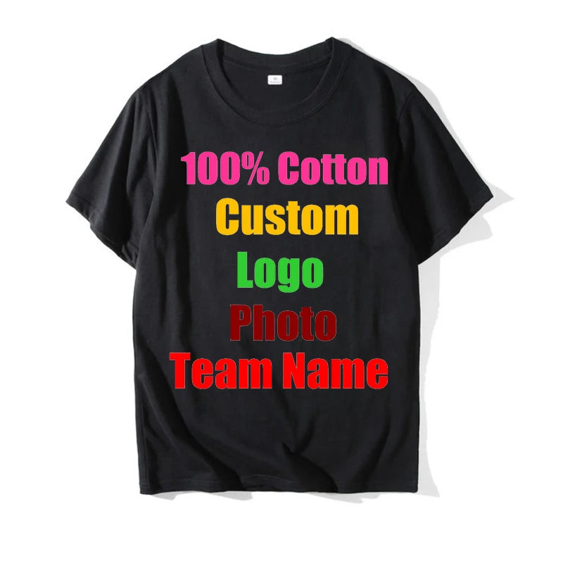 2025 unissex design personalizado impressão do logotipo personalizado harajuku cor sólida texto fotos roupas anúncios camiseta de algodão puro