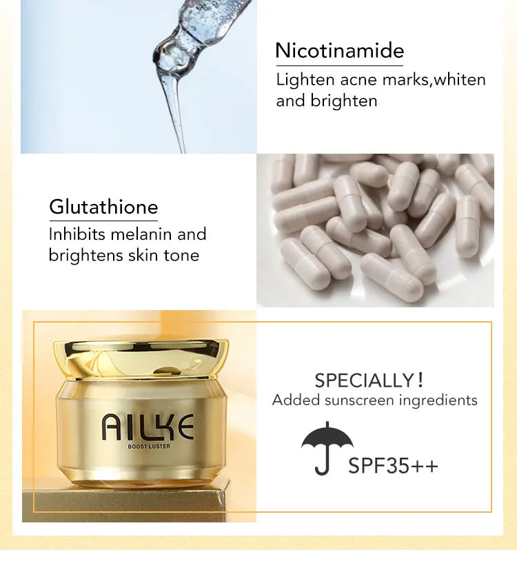 AILKE Corretor de manchas escuras, hidratação branqueadora, creme facial com spf35 + iluminação, tom de pele coreano, anti-queimaduras solares, cuidados com a pele do rosto