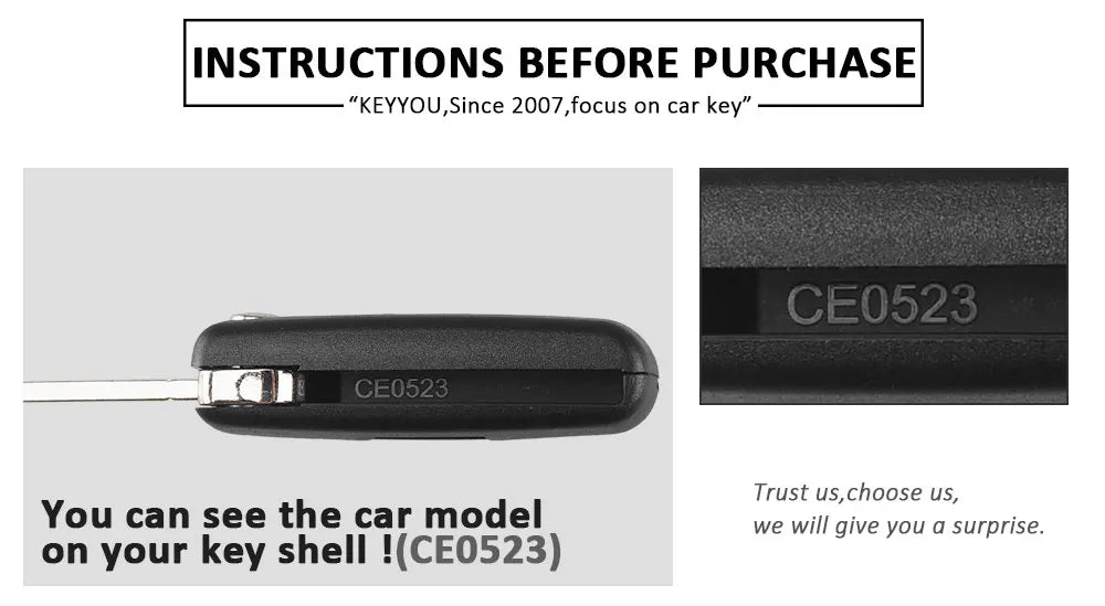 Keyyou para citroen c2 c3 c4 c5 c6 c8 3 botões flip remoto chave do carro caso capa escudo fob va2 lâmina ce0523