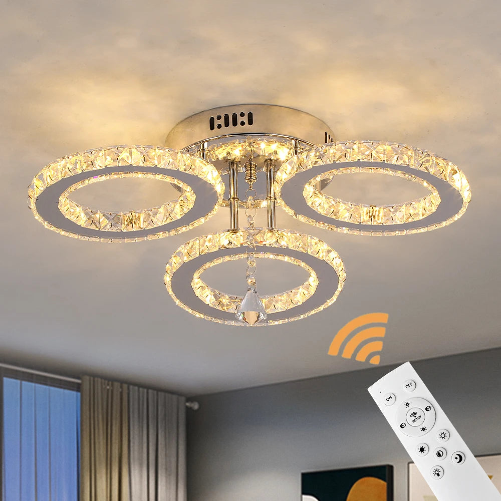 US Warehouse 27W LED Home Crystal Smart APP Ceiling Light With Remote Control Brightness
