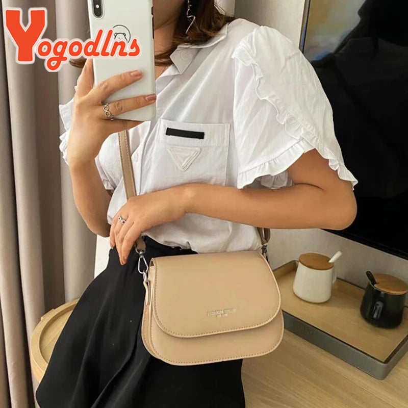 Yogodlns na moda sela bolsa de ombro feminina couro do plutônio crossbody saco simples cor sólida aleta saco do mensageiro designer bolsas bolsa