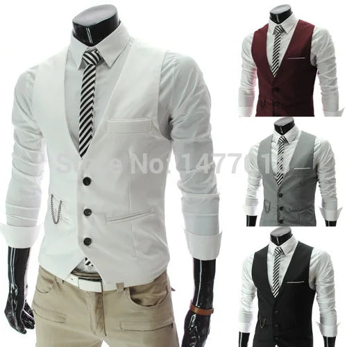 Colete Masculino Slim Fit 2026: Novo Lançamento, Colete Social Casual Sem Mangas para Homens, Jaqueta Formal de Negócios