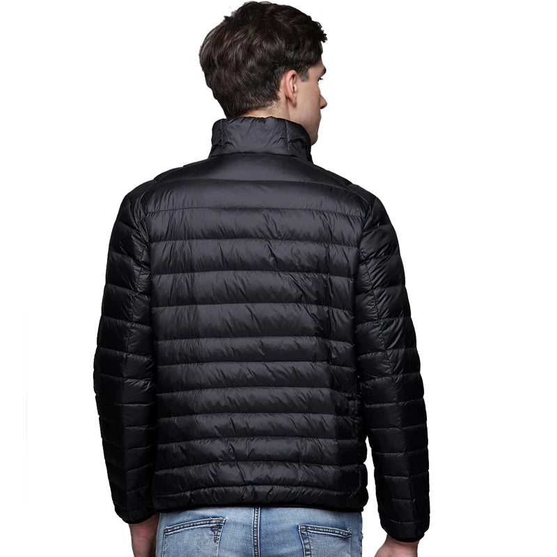 Novo outono inverno homem 90% pato para baixo jaqueta ultra leve fino S-3XL primavera jaquetas homens gola outerwear casaco