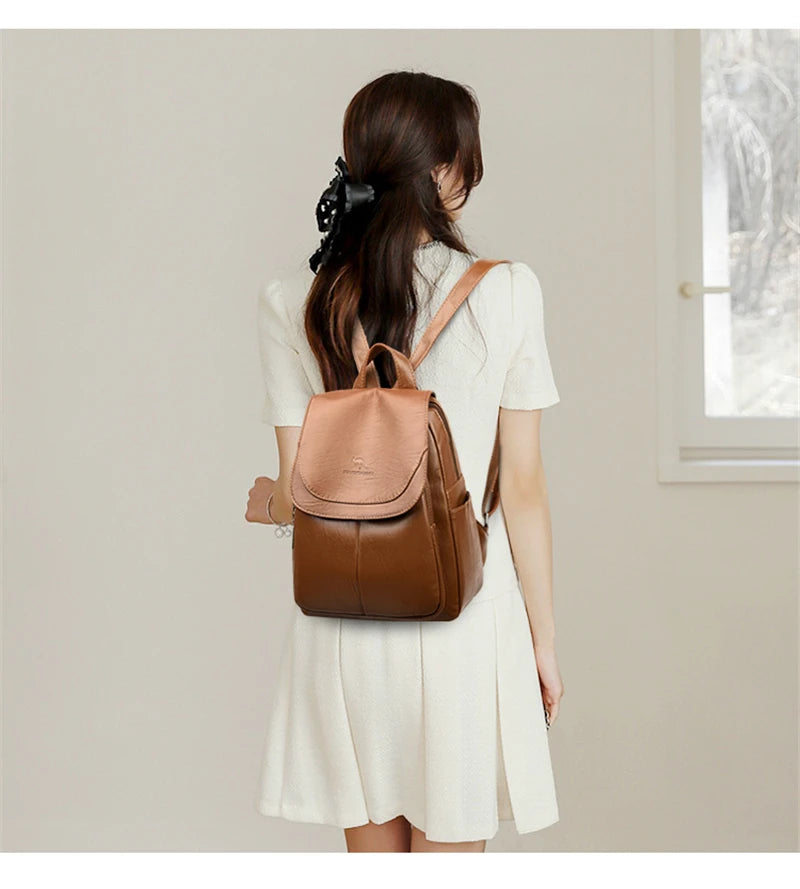 Mochilas de couro vintage para mulheres, bolsa escolar para meninas, mochila de viagem para senhoras, mochila feminina de alta qualidade, nova