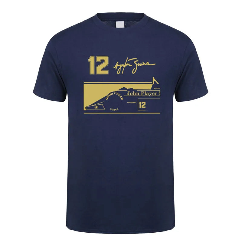 Novo herói ayrton senna t camisa masculina manga curta camisetas de algodão engraçado legal homem tshirt