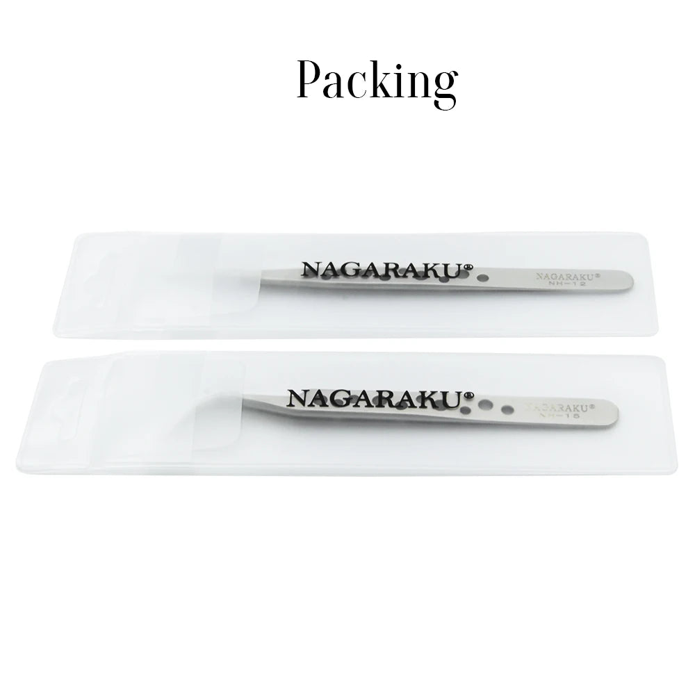 NAGARAKU Maquiagem Cílios 2 pçs conjunto N-01 N-02 Pinças de Cílios NH-12 NH-15 Cílios Preciso ST-12 ST-15 Pincet Inoxidável