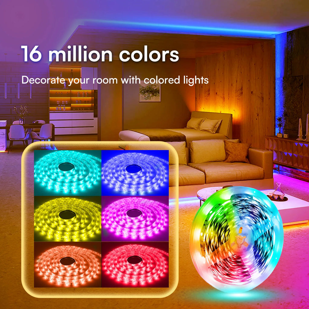 5V Boost 24V RGB for Ambilight Strip Copper LED Light Strings with for Bluetooth APP Remote Control IP44 for Bedroom Living Room
