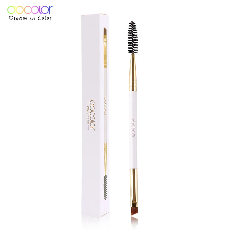Docolor Pincel Profissional Duplo para Sobrancelhas e Delineador Angular – Design Preciso para Contorno Perfeito e Aplicação Suave – Vegano, Cruelty-Free e Ideal para Maquiagem de Olhos Impecável