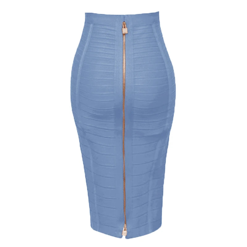 16 cores sexy sólido zíper laranja azul preto vermelho bandagem saia feminina elástica bodycon verão xl xxl lápis saias 58cm