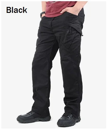 Calças IX9 City Tactical Cargo para homens, SWAT, calças militares do exército, algodão, muitos bolsos, elásticas, flexíveis, calças casuais, combate, XXXL